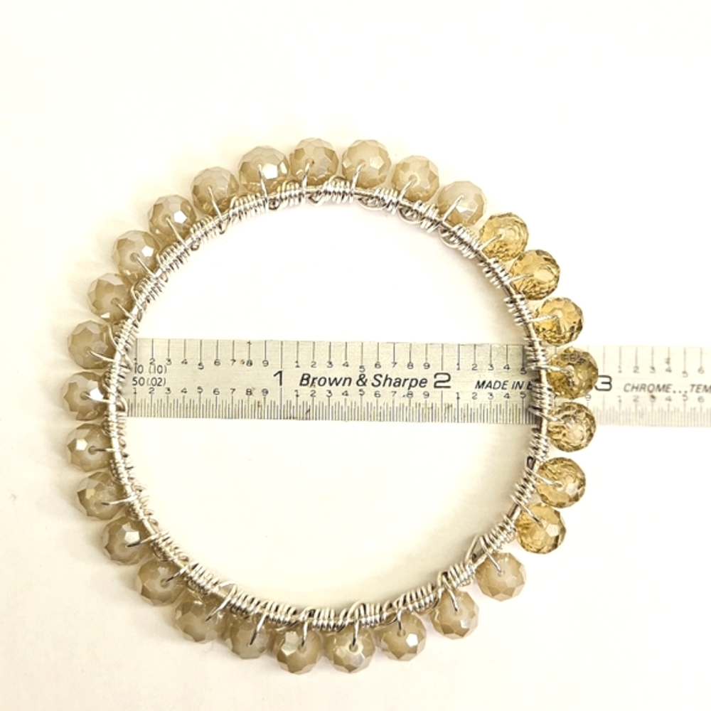Wire Wrapped Crystal Beaded Bangle - Picture 5 of 5
